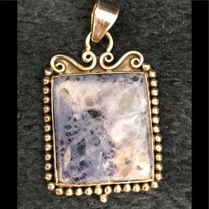 Reduced !  Sterling Silver and Blue Stone Pendant